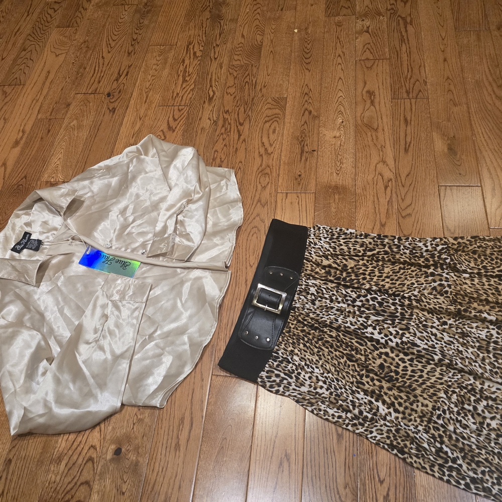 Leopard Print Skirt with Black Belt